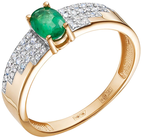 Золотое кольцо Vesna jewelry 11799-151-14-00 с изумрудом, бриллиантами