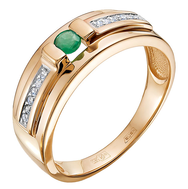 Золотое кольцо Vesna jewelry 11801-151-14-00 с изумрудом, бриллиантами