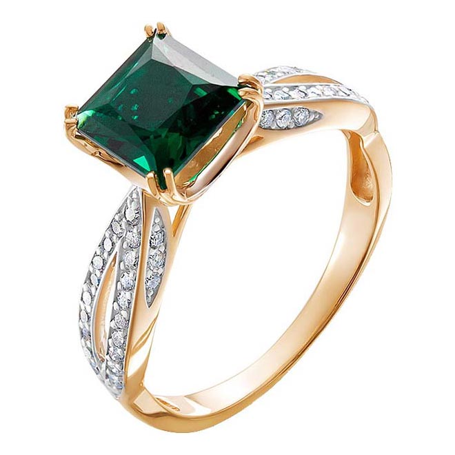 Золотое кольцо Vesna jewelry 12042-151-17-00 с изумрудом, бриллиантами