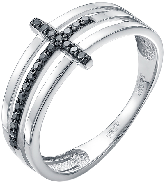 Кольцо из белого золота Vesna jewelry 12109-256-02-00 с черными бриллиантами