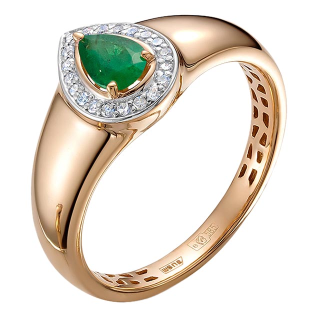 Золотое кольцо Vesna jewelry 12208-151-14-00 c бриллиантом, изумрудом