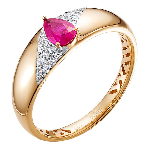 Золотое кольцо Vesna jewelry 12210-151-15-00 c бриллиантом, рубином