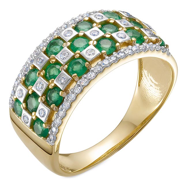 Золотое кольцо Vesna jewelry 12230-351-04-00 c бриллиантом, изумрудом