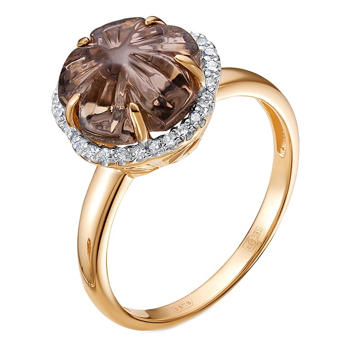 Золотое кольцо Vesna jewelry 12380-151-61-00 с раухтопазом, бриллиантами