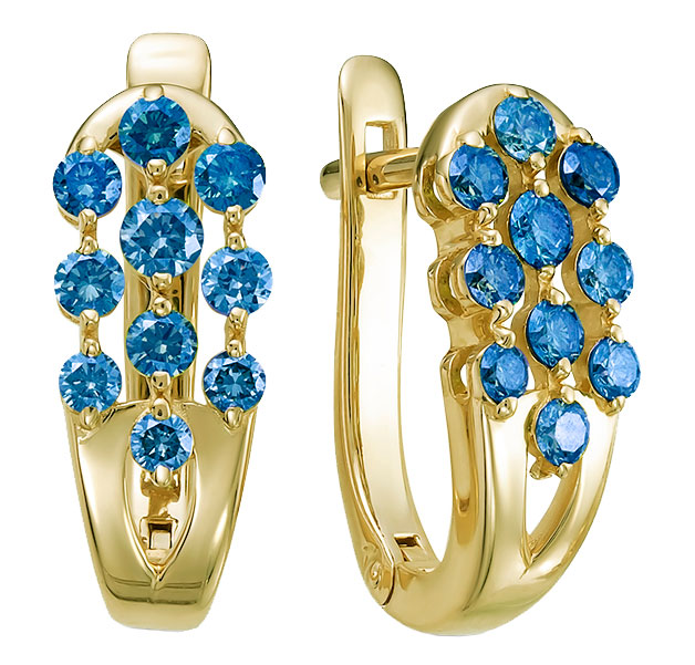 Золотые серьги Vesna jewelry 21149-350-216-00 с голубыми бриллиантами