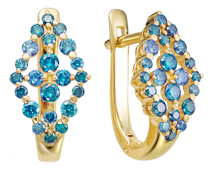 Золотые серьги Vesna jewelry 21151-350-216-00 с голубыми бриллиантами