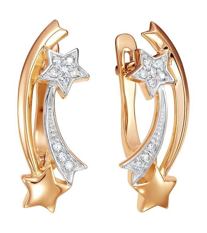 Золотые серьги ''Звездочки'' Vesna jewelry 21184-151-01-00 с бриллиантами
