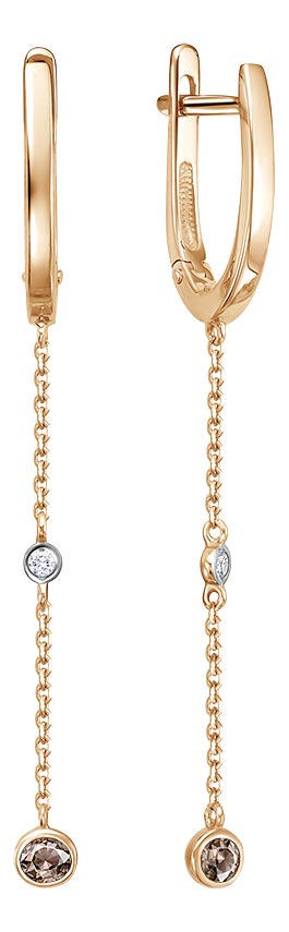 Золотые длинные серьги Vesna jewelry 21327-157-162-00 с цветными бриллиантами