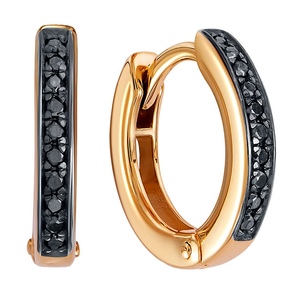 Золотые серьги Vesna jewelry 21417-157-02-00 с черными бриллиантами