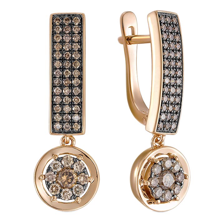 Золотые круглые серьги Vesna jewelry 21937-157-09-00 c бриллиантом