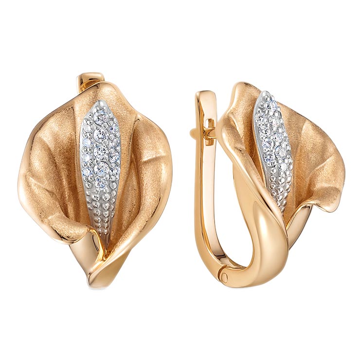 Золотые серьги ''Калла'' Vesna jewelry 22101-151-00-00 с бриллиантами