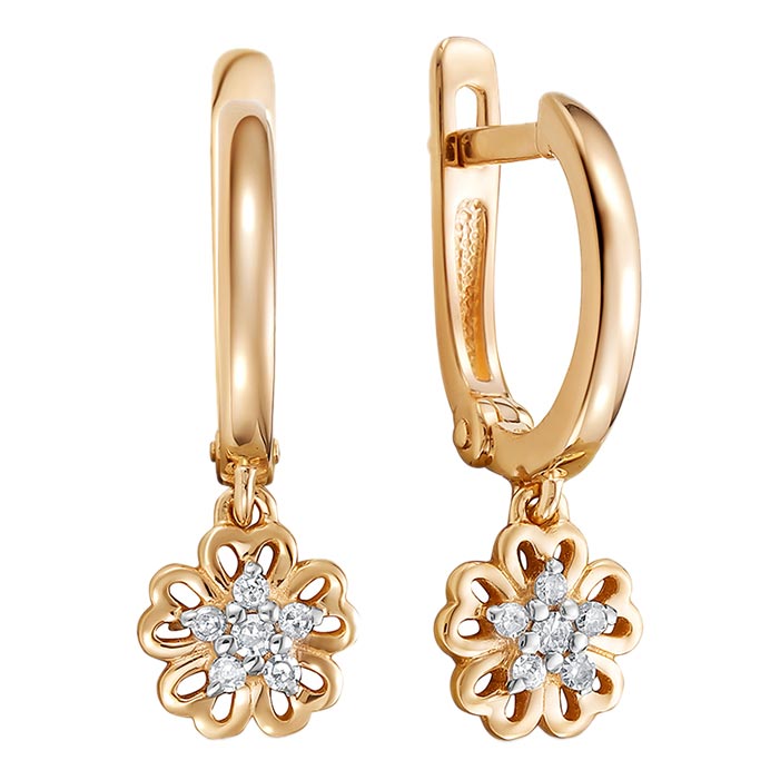 Золотые серьги Vesna jewelry 22253-151-01-00 c бриллиантом