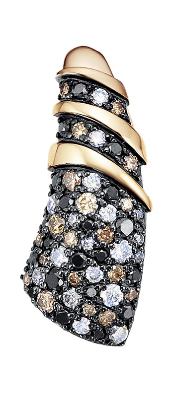 Золотой кулон Vesna jewelry 31145-156-178-00 с черными бриллиантами, коньячными бриллиантами, бриллиантами