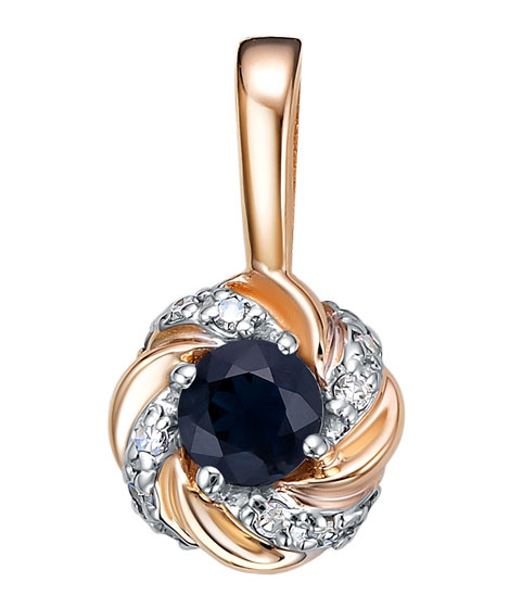 Золотой кулон Vesna jewelry 31678-151-13-00 с сапфиром, бриллиантами