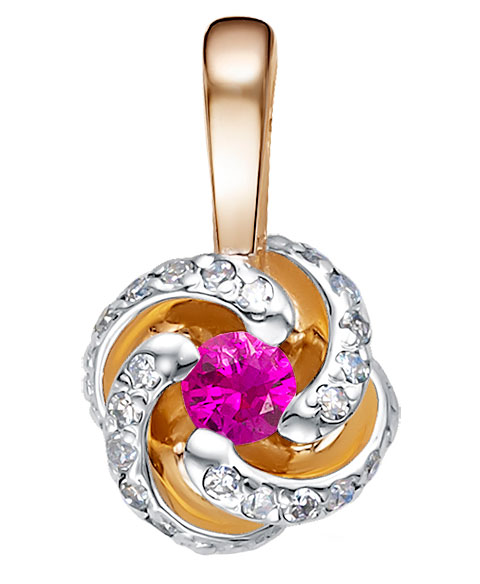 Золотой кулон Vesna jewelry 31680-151-15-00 с рубином, бриллиантами