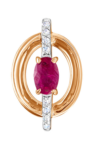 Золотая подвеска Vesna jewelry 31803-151-15-00 с рубином, бриллиантами