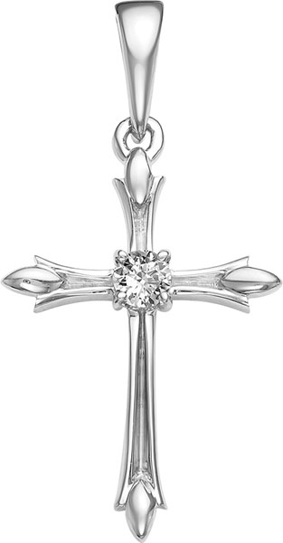 Женский декоративный крестик из белого золота Vesna jewelry 3209-251-00-00 с бриллиантом