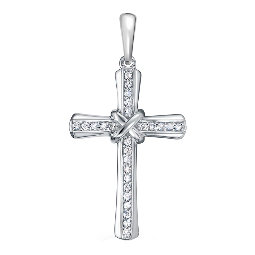 Женский декоративный крестик из белого золота Vesna jewelry 32348-251-01-00 с бриллиантами