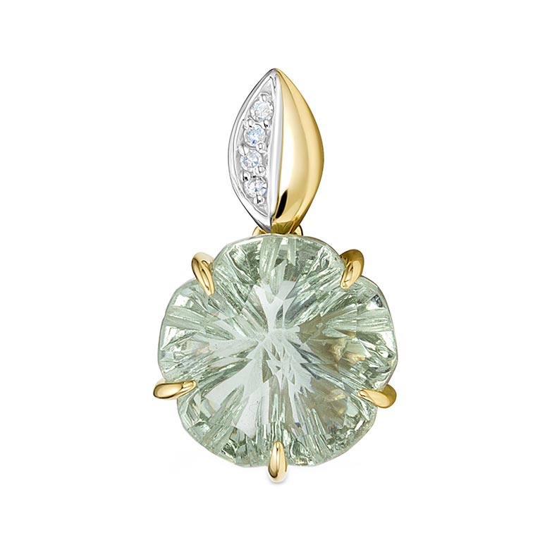 Золотой кулон Vesna jewelry 32382-351-362-00 с празиолитом, бриллиантами