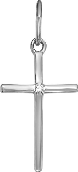 Женский декоративный крестик из белого золота Vesna jewelry 3539-251-00-00 с бриллиантом