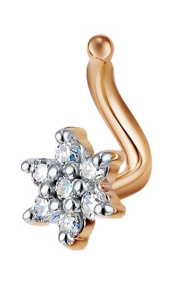 Золотая серьга для пирсинга носа Vesna jewelry 41204-151-00-01 с бриллиантами