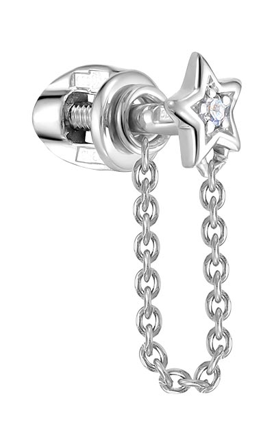 Одиночная серьга из белого золота ''Звездочка'' Vesna jewelry 41407-251-01-01 с бриллиантом