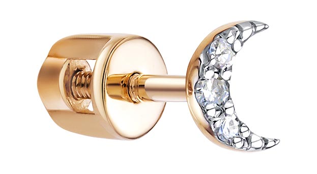 Золотая одиночная серьга ''Лунница'' Vesna jewelry 41408-151-01-01 с бриллиантами