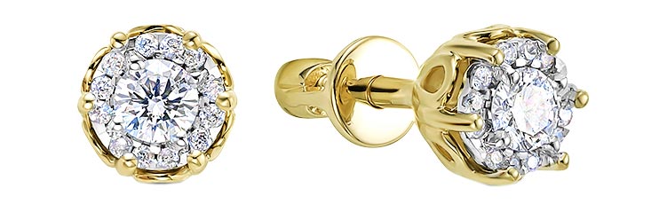 Золотые серьги пусеты-гвоздики Vesna jewelry 41502-359-00-00 с бриллиантами