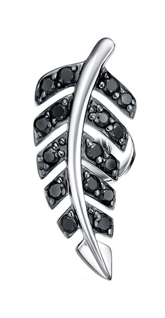 Одиночная серьга из белого золота Vesna jewelry 42181-256-02-01 с черными бриллиантами