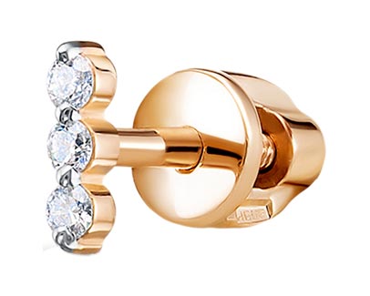 Золотая одиночная серьга Vesna jewelry 42184-151-00-01 с бриллиантами