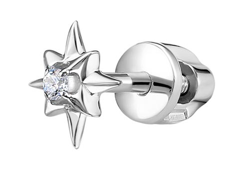 Одиночная серьга из белого золота ''Звезда'' Vesna jewelry 42190-251-00-01 с бриллиантом