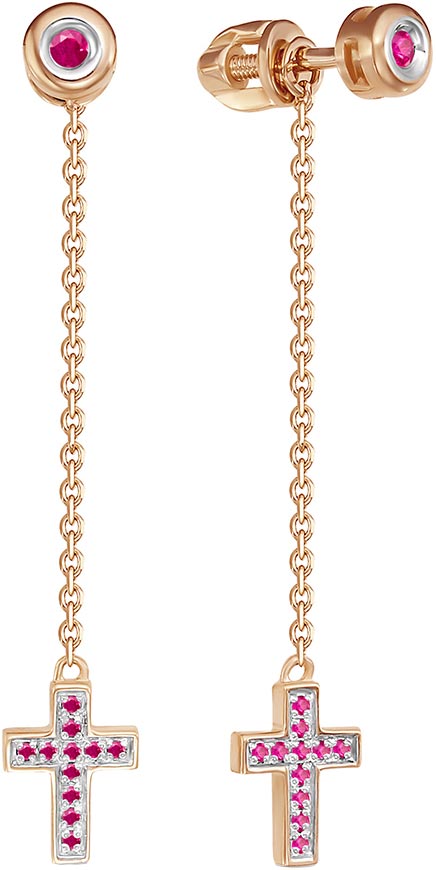 Золотые длинные серьги Vesna jewelry 4930-151-12-00 с рубинами