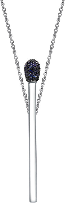 Колье с подвеской ''Спичка'' из белого золота Vesna jewelry 61010-256-10-01 с сапфирами