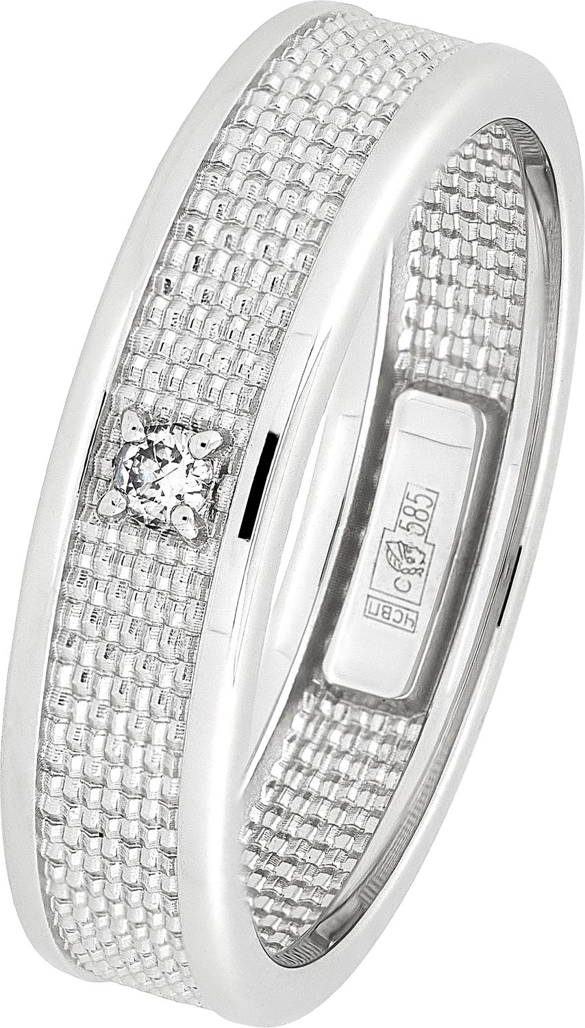 Обручальное парное кольцо из белого золота Владимир Пичугов AK3.5.1 с бриллиантом
