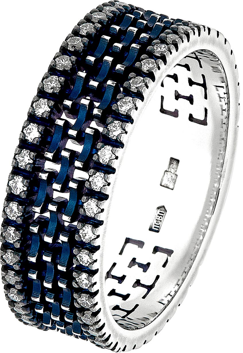 Обручальное кольцо из белого золота Владимир Пичугов KF3.11.38-V с бриллиантами