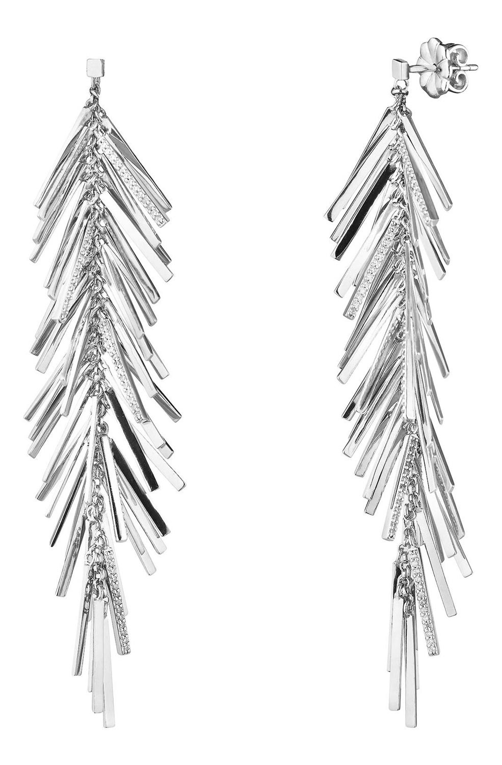 Серебряные длинные серьги ''Шая'' WANNA?BE! E287-11 с кубическим цирконием