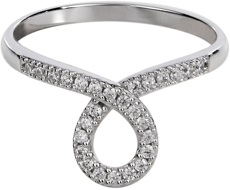 Серебряное кольцо на фалангу ''Петелька'' WANNA?BE! MR165-02 с кубическим цирконием