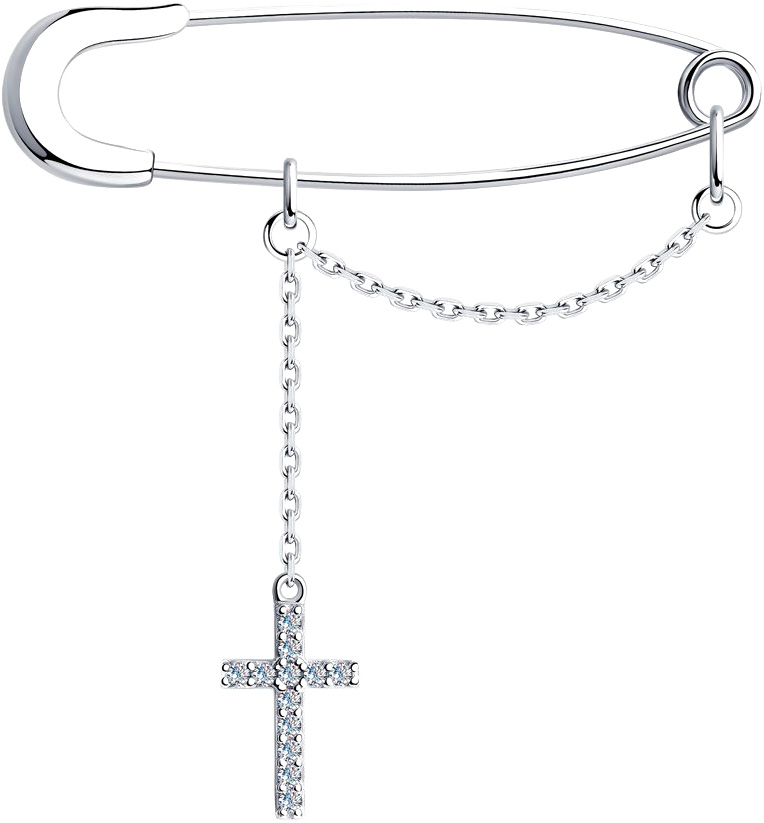 Броши Yana Jewellery 117/08W-fianit-cross-chain