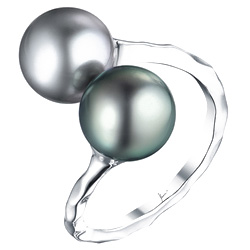 Серебряное кольцо Yana  Jewellery 222/01W-pearl-Tahiti с  серым жемчугом, черным жемчугом