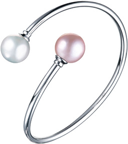 Серебряный жесткий браслет Yana  Jewellery 222/09W-pearl2-mix с жемчугом