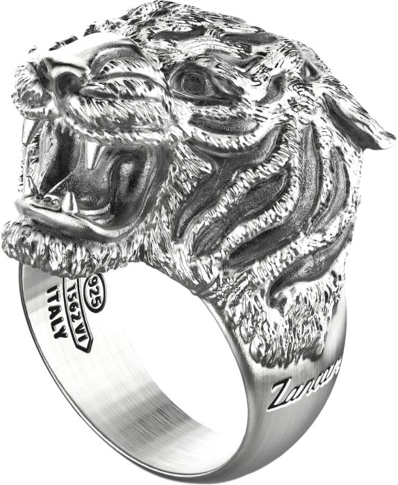 Мужское серебряное кольцо ''Тигр'' Zancan EXA198