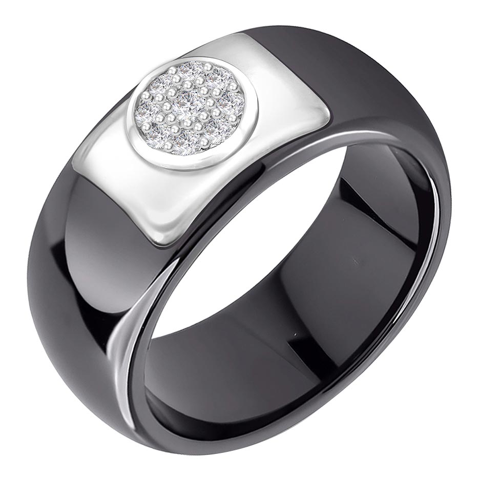Керамическое кольцо Zolotye uzory 90-01-6974-00 с кубическим цирконием