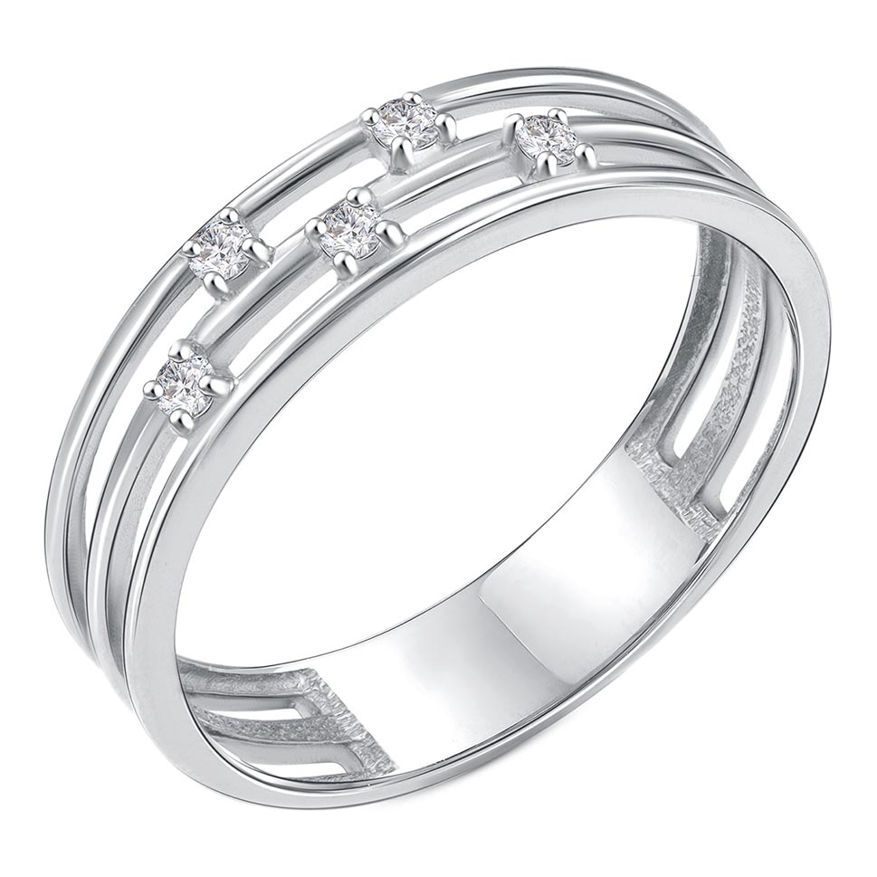 Серебряное кольцо тринити Zolotye uzory 90-51-0290-00 с кубическим цирконием