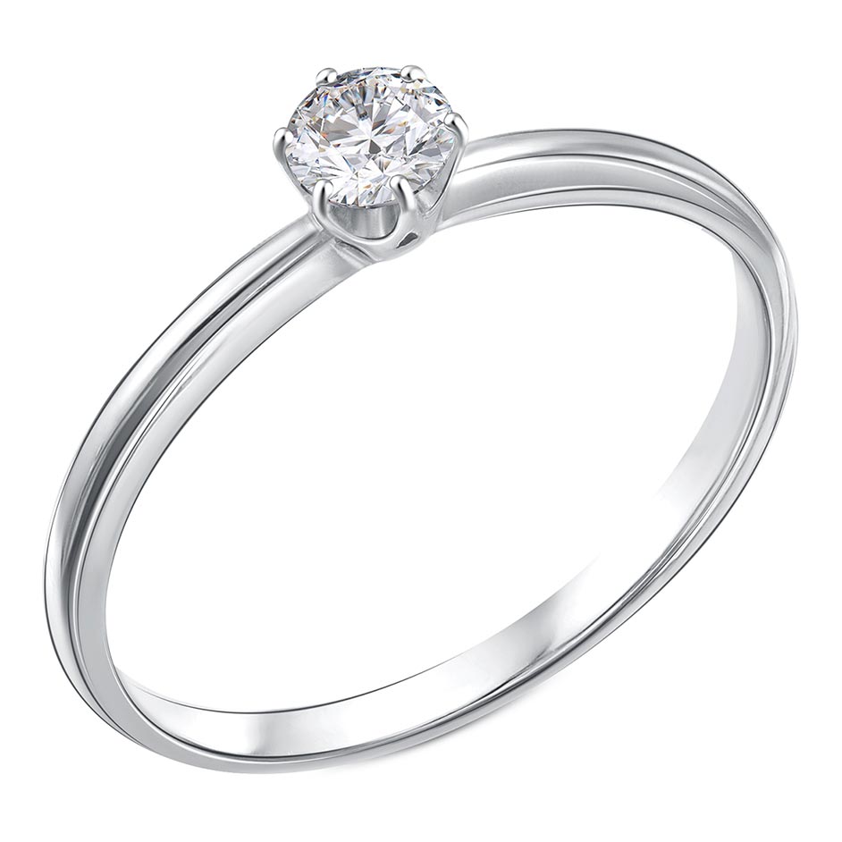 Серебряное помолвочное кольцо Zolotye uzory 90-61-0095-00 с кубическим цирконием