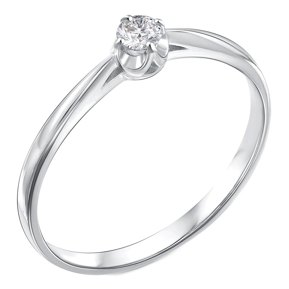 Серебряное помолвочное кольцо Zolotye uzory 90-61-0096-00 с кубическим цирконием
