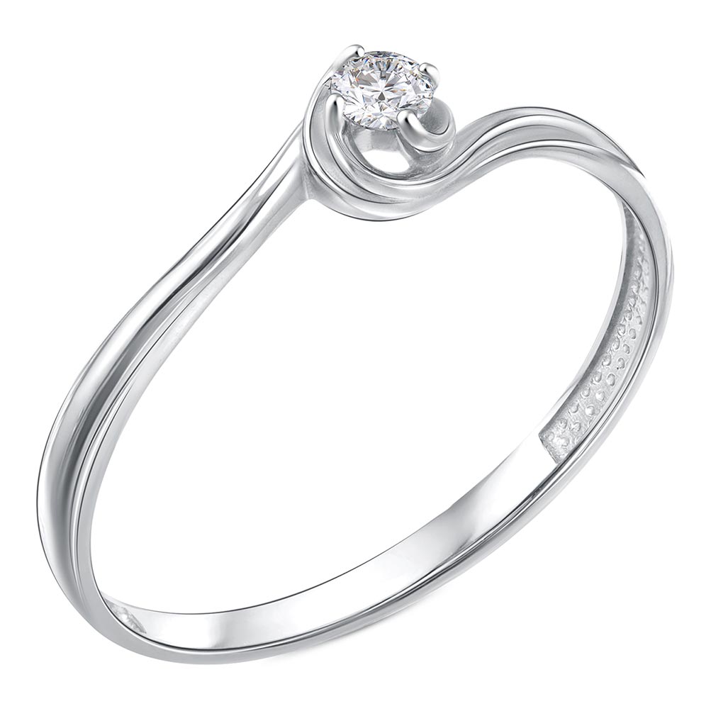 Серебряное помолвочное кольцо Zolotye uzory 90-61-0102-00 с кубическим цирконием