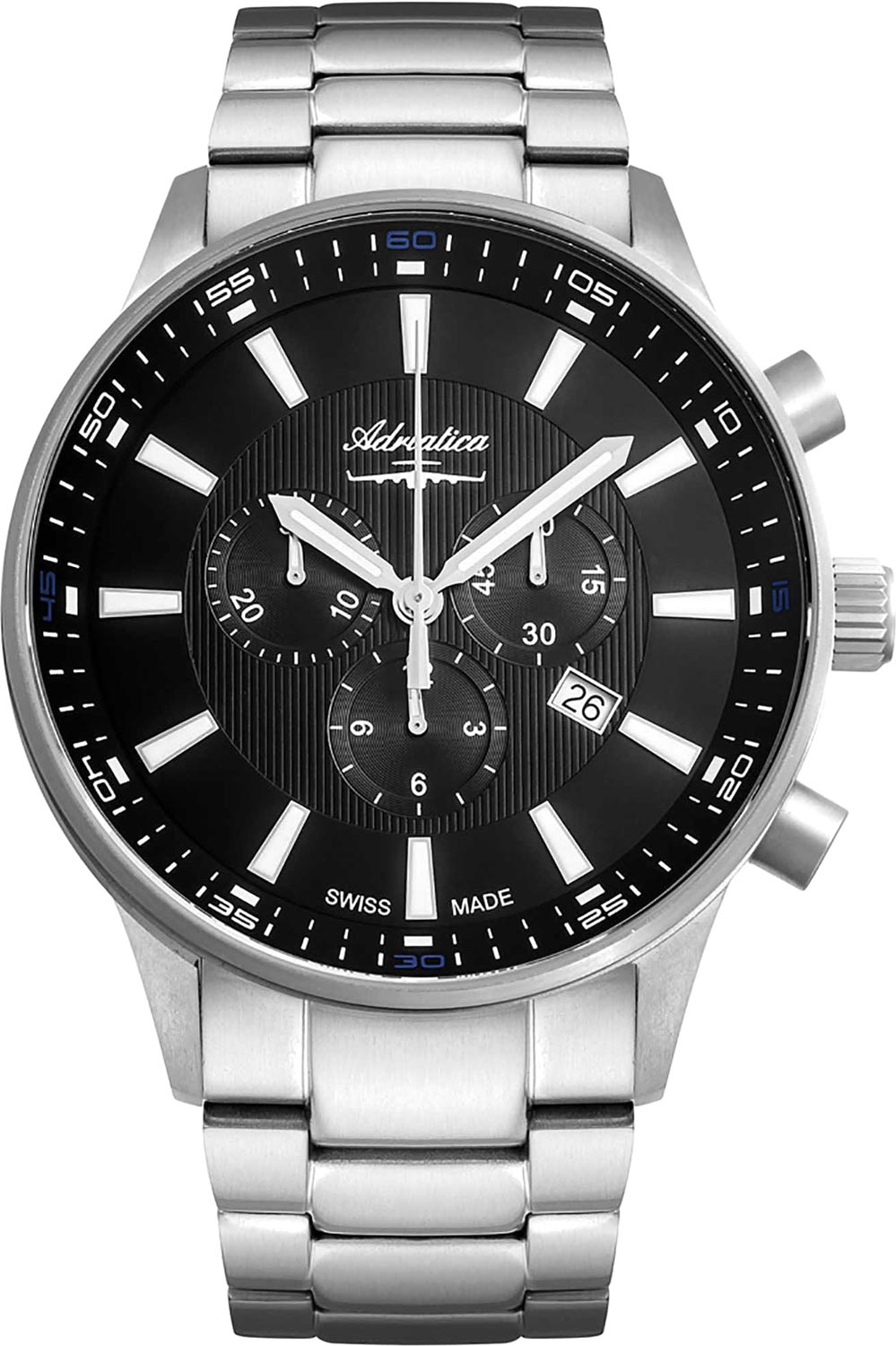 Швейцарские титановые наручные часы Adriatica A8281.4114CH с хронографом