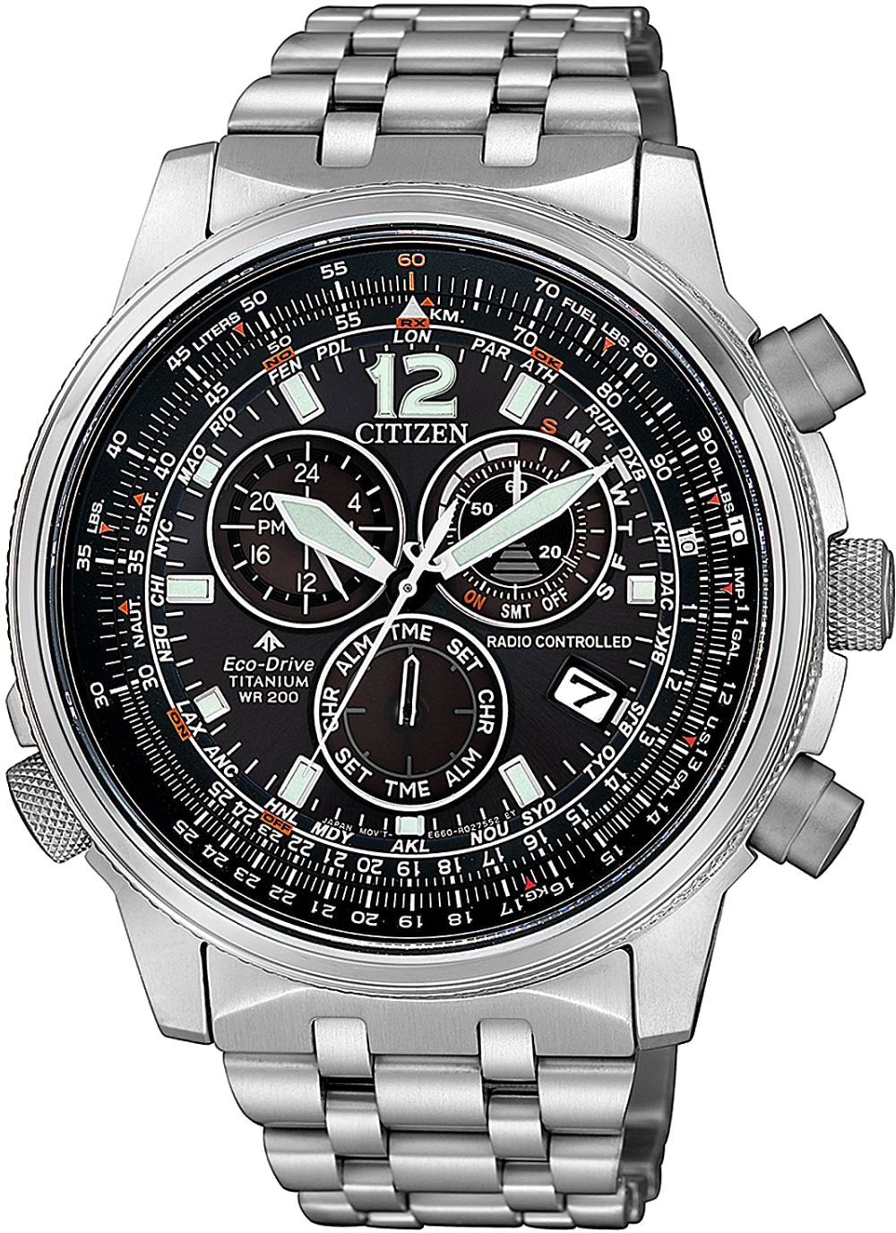 Японские титановые наручные часы Citizen CB5850-80E с хронографом
