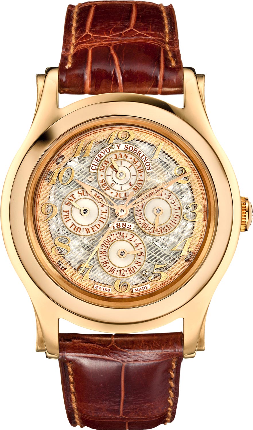 Швейцарские механические золотые наручные часы Cuervo y Sobrinos 2824.9Z.GSD