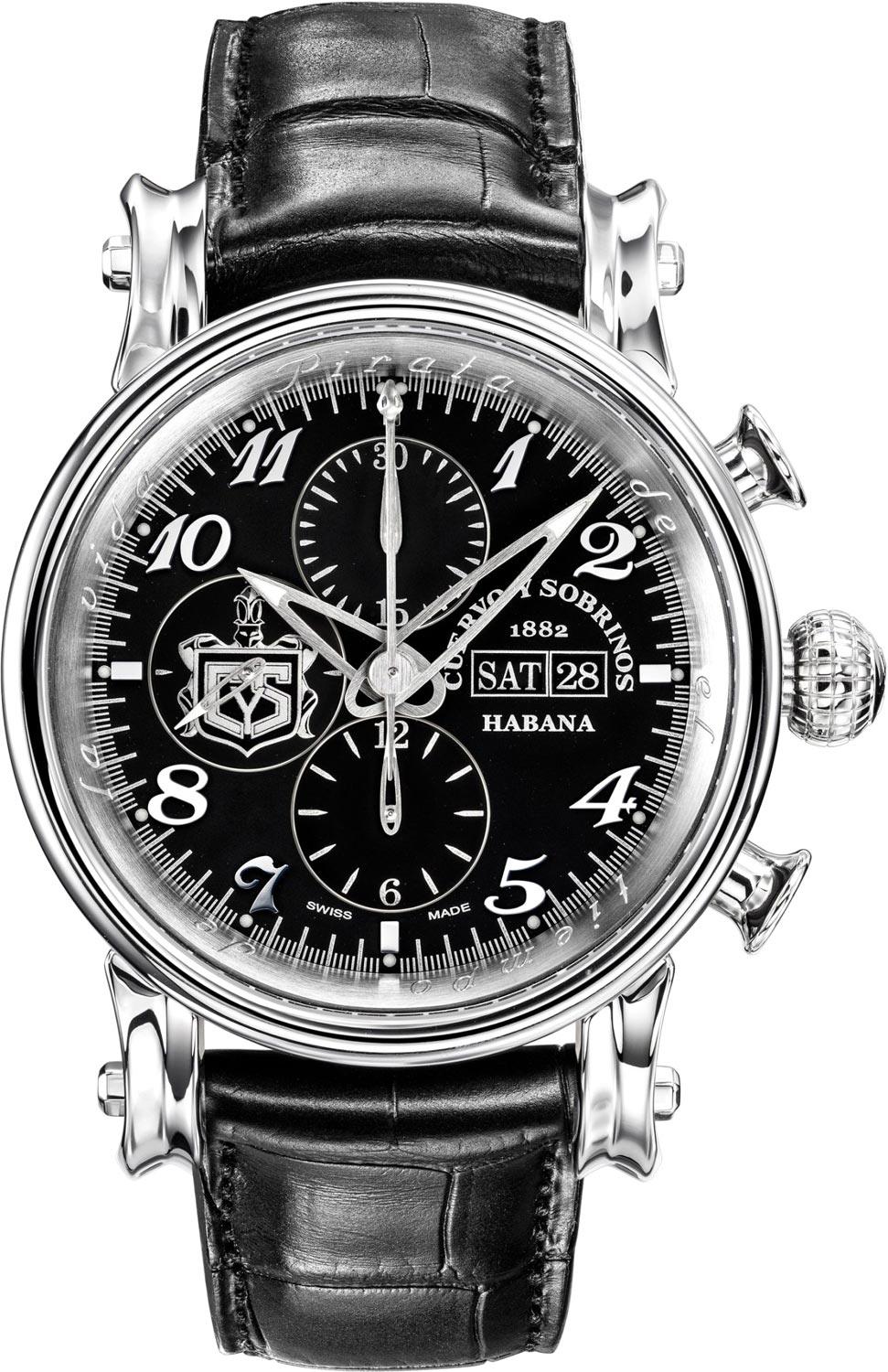 Швейцарские механические титановые наручные часы Cuervo y Sobrinos 3051.1NDD с хронографом